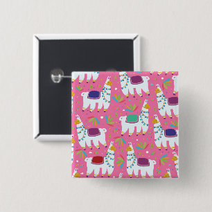 Badge Carré 5 Cm Motif de lama mignon