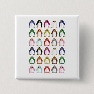Badge Carré 5 Cm Motif de manchot coloré Mignon Kawaii Amusant