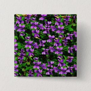 Badge Carré 5 Cm Motif de mosaïque en bois de violet de fleur WI