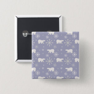 Badge Carré 5 Cm Motif de Noël avec ours polaires et flocons de nei