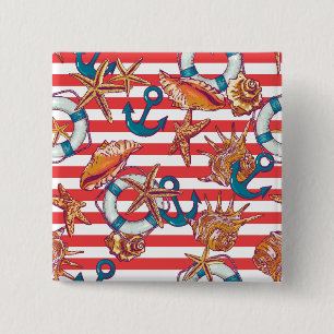 Badge Carré 5 Cm Motif de plage branché