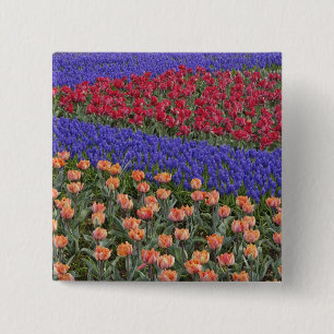 Badge Carré 5 Cm Motif de tulipes et de fleurs de jacinthe des vign