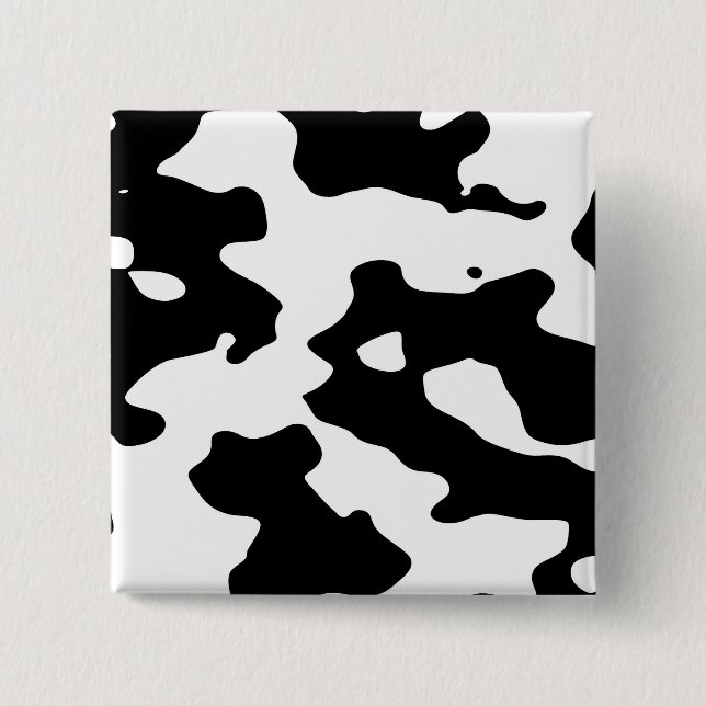 Badge Carré 5 Cm Motif de vache noir et blanc (Devant)