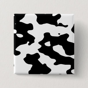 Badge Carré 5 Cm Motif de vache noir et blanc