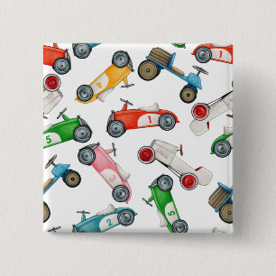 Badge Carré 5 Cm Motif de voiture de course vintage