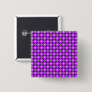 Badge Carré 5 Cm Motif en treillis noir blanc Magenta points roses