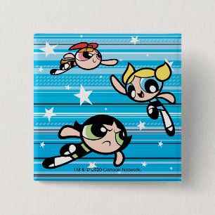 Badge Carré 5 Cm Motif étoilé Powerpuff Girls