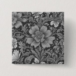 Badge Carré 5 Cm Motif floral monochrome vintage