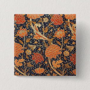 Badge Carré 5 Cm Motif floral vintage William Morris Cray