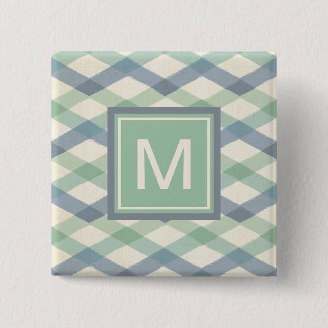 Badge Carré 5 Cm Motif géométrique en pastel du monogramme | (Devant)