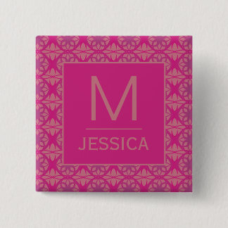 Badge Carré 5 Cm Motif géométrique rose violet orné personnalisé