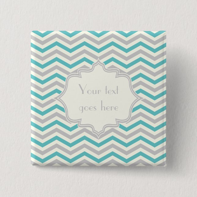 Badge Carré 5 Cm Motif moderne turquoise, gris, ivoire (Devant)