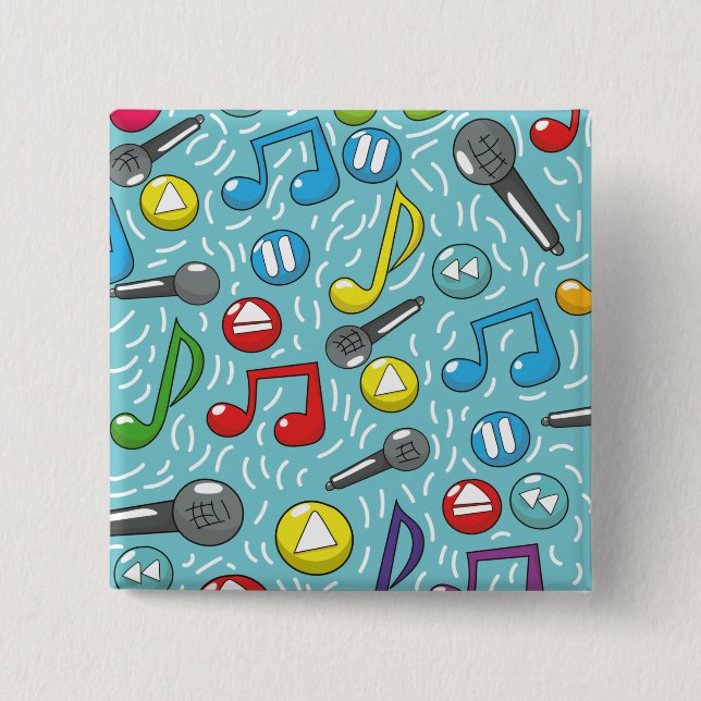 Badge Carré 5 Cm Motif musical (Devant)