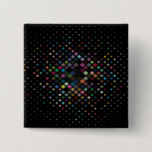 Badge Carré 5 Cm Motif Ornement Avec Petits Carrés (Devant)