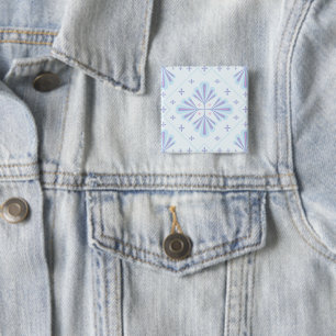 Badge Carré 5 Cm Motif répétitif floral géométrique bleu pastel