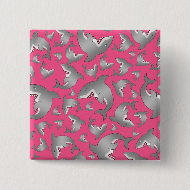 Badge Carré 5 Cm Motif rose de requin (Devant)