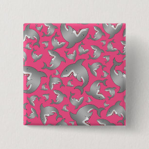Badge Carré 5 Cm Motif rose de requin