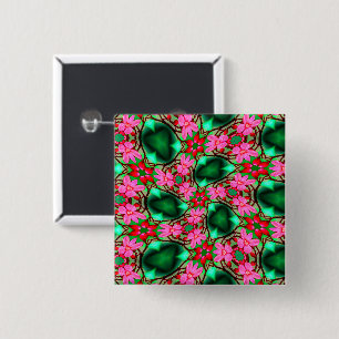 Badge Carré 5 Cm Motif Rose du désert