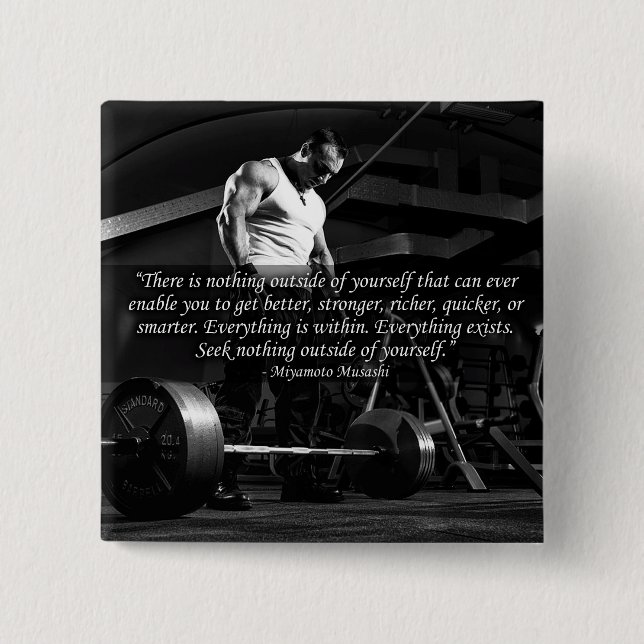 Badge Carré 5 Cm Motivation "Body building" (Devant)
