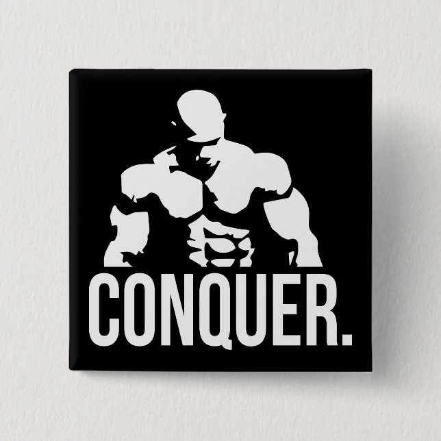 Badge Carré 5 Cm Motivation "Body building" - Conquérir (Devant)