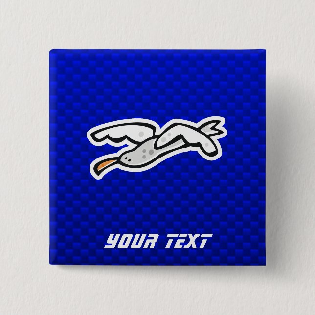 Badge Carré 5 Cm Mouette mignonne ; Bleu (Devant)