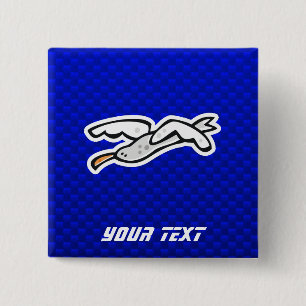 Badge Carré 5 Cm Mouette mignonne ; Bleu