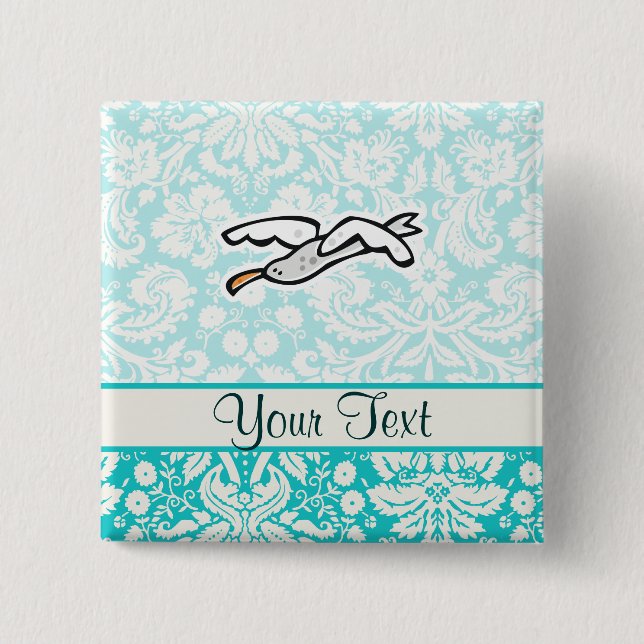 Badge Carré 5 Cm Mouette mignonne de bande dessinée (Devant)