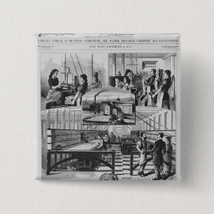 Badge Carré 5 Cm Moulins de la société de toile de Willimantic