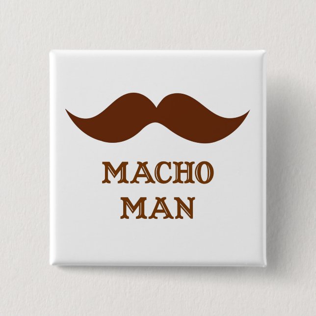 Badge Carré 5 Cm Moustache drôle de macho (Devant)