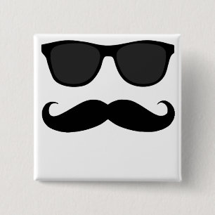 Badge Carré 5 Cm Moustache et cadeau noirs d'humeur de lunettes de