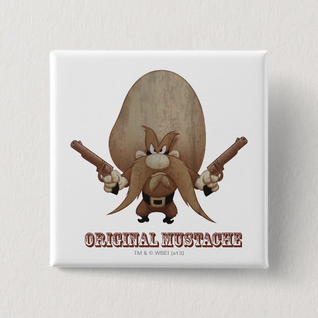 Badge Carré 5 Cm Moustache originale (Devant)