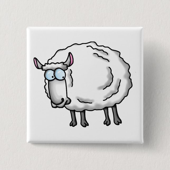 Badge Carré 5 Cm mouton blanc (Devant)