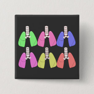 Badge Carré 5 Cm Multi de poumons coloré--Conception de thérapeut