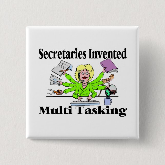 Badge Carré 5 Cm Multi Tasking de secrétaires Invented (Devant)