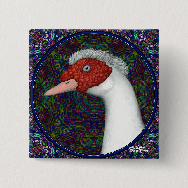 Badge Carré 5 Cm Muscovy Duck Head (Devant)