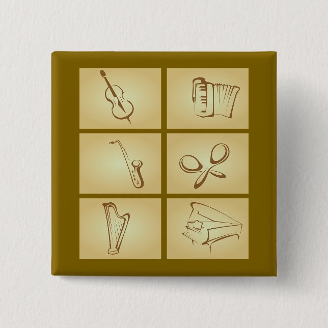 Badge Carré 5 Cm Musical Instruments Sketch (Devant)