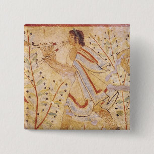 Badge Carré 5 Cm Musicien jouant les tuyaux