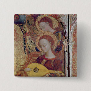 Badge Carré 5 Cm Musiciens d'ange de la peinture de la Vierge et de