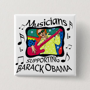 Badge Carré 5 Cm Musiciens soutenant Barack Obama
