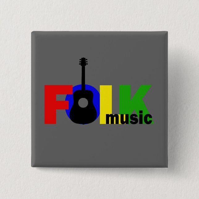 Badge Carré 5 Cm Musique folk (Devant)
