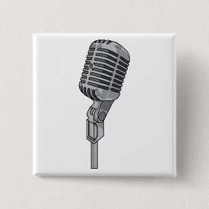 Badge Carré 5 Cm Musique saine audio de ~ de Mike de microphone