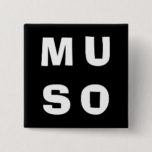 Badge Carré 5 Cm Muso Musicien Contemporain Minimaliste Noir Blanc