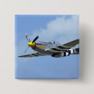 Badge Carré 5 Cm Mustang nord-américain de P-51D, petit cheval