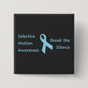 Badge Carré 5 Cm Mutisme Sélectif Sensibilisation Briser le Silence