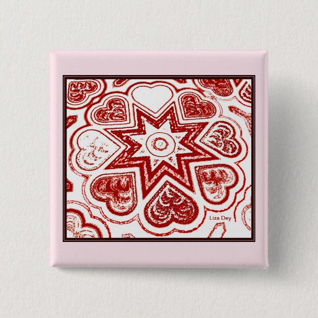 Badge Carré 5 Cm 'My Heart' Square Pin (White) (Devant)