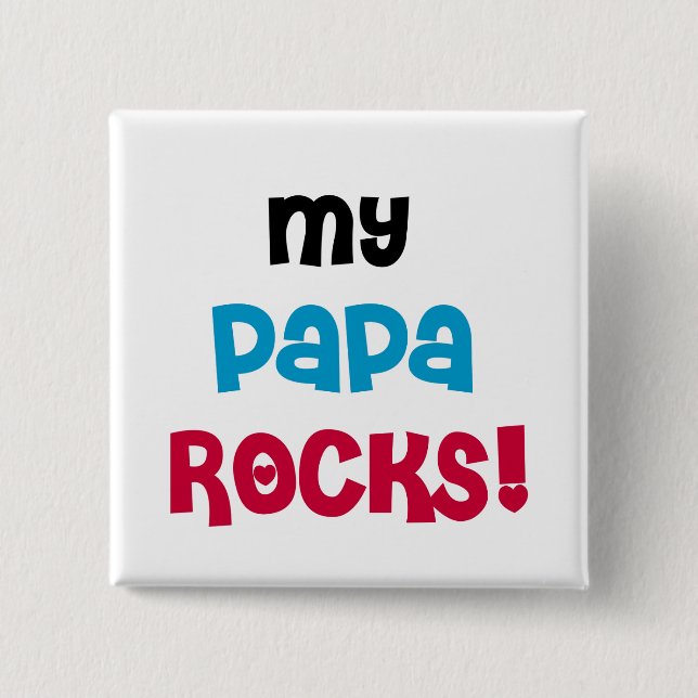 Badge Carré 5 Cm My Papa Rocks T-shirts et cadeaux (Devant)