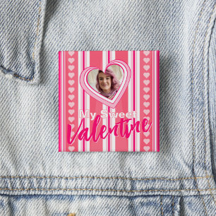 Badge Carré 5 Cm "My Sweet Valentine" Custom Valentine Day Stripes