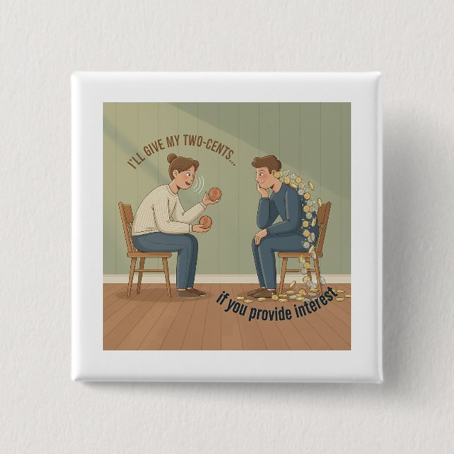 Badge Carré 5 Cm My Two Cents Button (Devant)