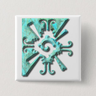 Badge Carré 5 Cm Myan Hunab Ku - Turquoise