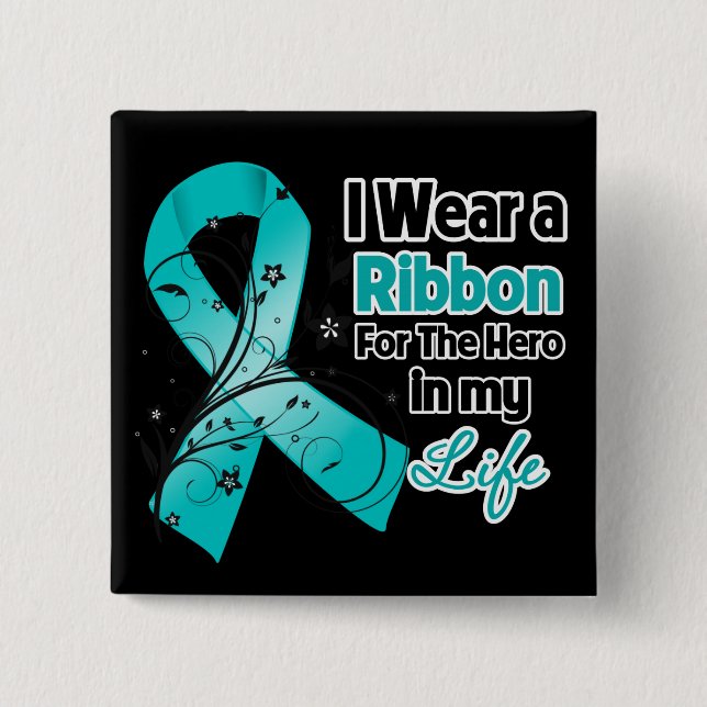 Badge Carré 5 Cm Myasthenia Gravis Ribbon Hero dans ma vie (Devant)